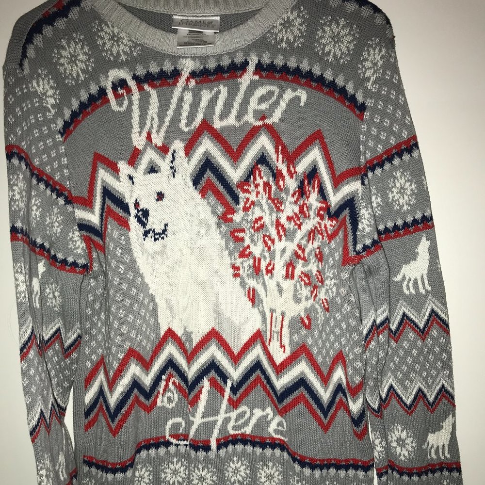 New Men's Medium Game of Thrones Dire Wolf Winter is Coming Sweater XXL